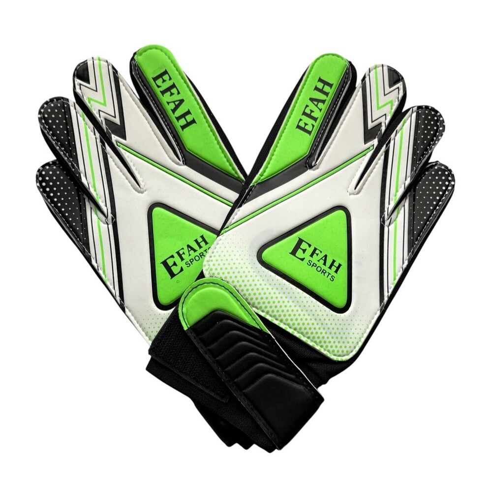 Youth Soccer Goalie Gloves Size 7 By EFAH Sports FIFA Sports Green, White, Black